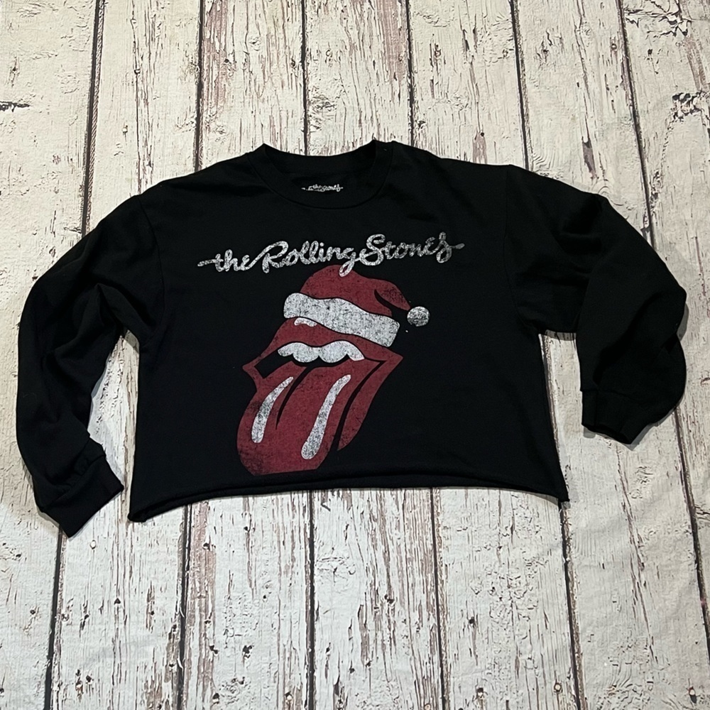 Women's The Rolling Stones Crop Top Christmas Rock n Roll Music Sweatshirt
